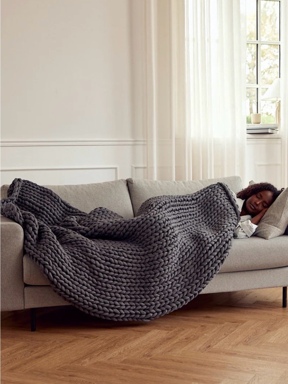 Bearaby Ocean Napper Weighted Blanket in Asteroid Grey 15# 40x72